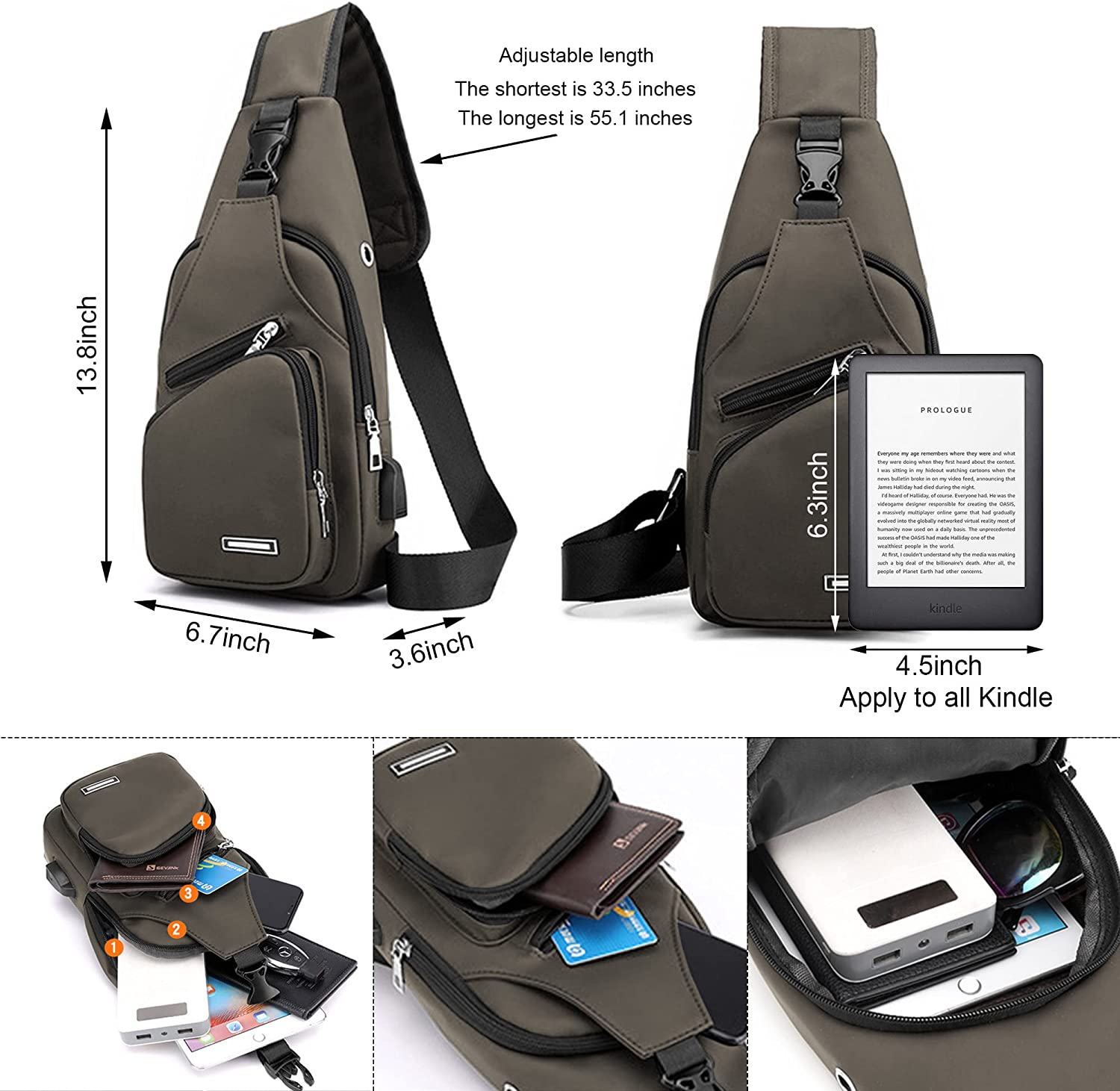 Waterproof Sling Bag Crossbody Backpack for Men Women Sling Backpack Hiking Daypack Multipurpose Cross Body Chest Bag - Image 6